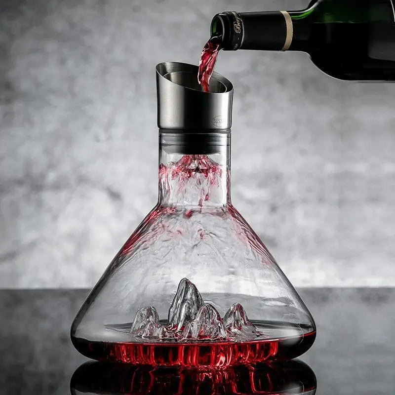 1500ML Iceberg Whisky & Wine Decanter – Handmade Lead-Free Crystal Carafe with Thickened Pourer, Bar Accessories
