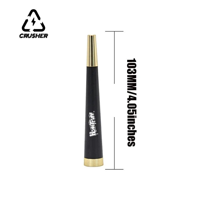 CRUSHER Metal Cone Herb Smoking Pipe – 5MM Activated Carbon Filter, Removable Dry Burning Tobacco Pipe and Smoking Accessory