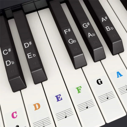 Piano Keyboard Stickers – White & Black Note Labels for 37 49 54 61 88  Keys, Electronic Piano Music Stickers