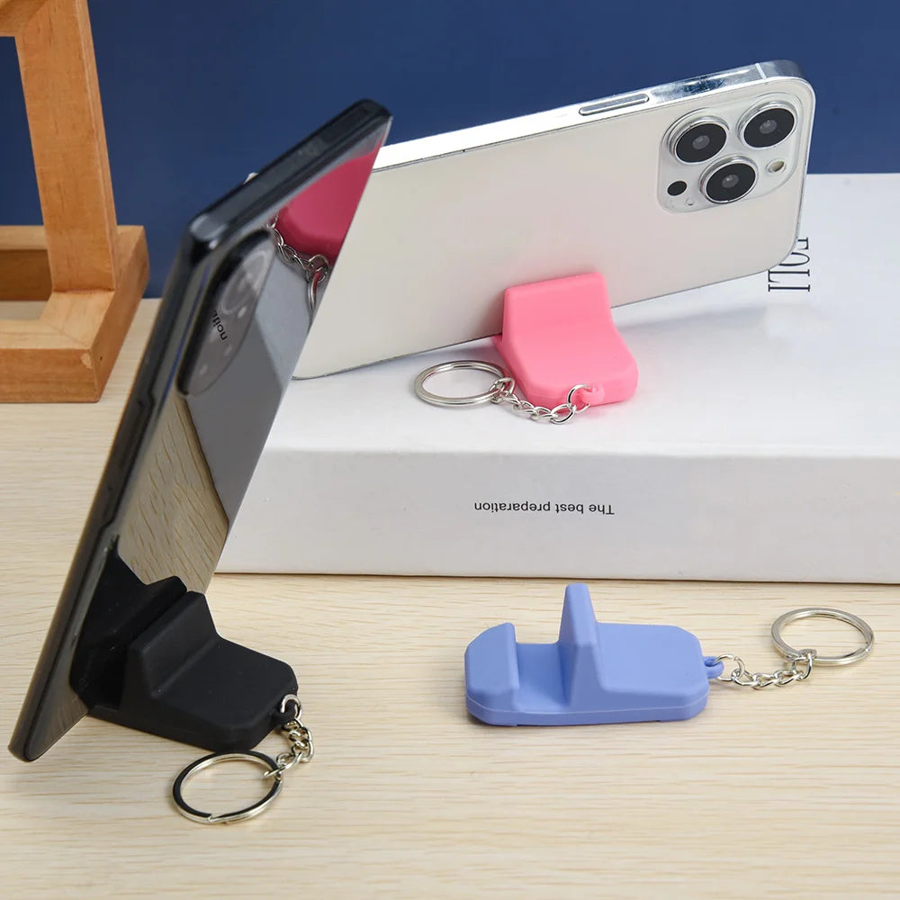 Portable Keychain Mobile Phone Holder: Creative Keyring Stand for iPhone & Samsung - Lightweight Mini Desk Support