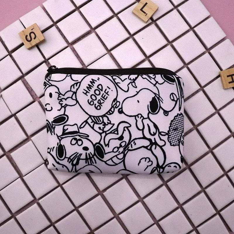 Snoopy Print Mini Coin Purse – Cute Wallet & Card Holder for Women, Girls & Kids, Small Cosmetic & ID Bag