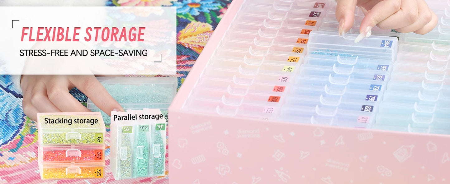 45pcs Diamond Painting Accessories – 2 in 1 Storage Trays with Lids & Bead Organizer
