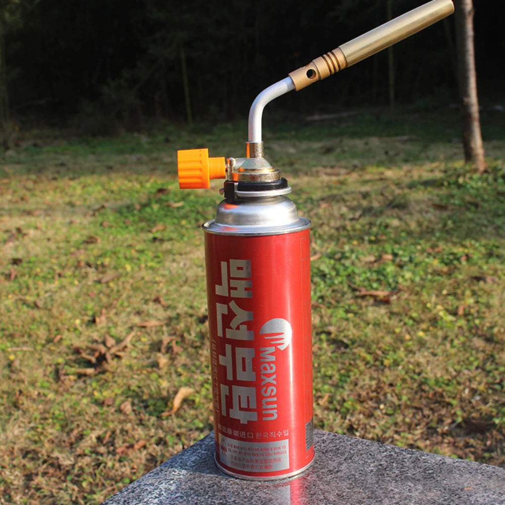 Portable Butane Burner Welding Gas Flame Gun - Brazing Flamethrower for Outdoor Camping BBQ, Soldering Heat Gun