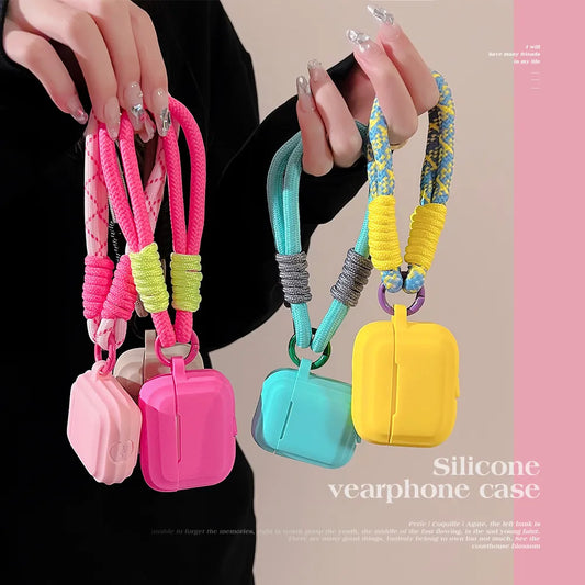 Luxury Soft Silicone Case for Airpods Pro 2 3 1: Wireless Earphone Protective Cover with Anti-Lost Lanyard - Headphone Accessories