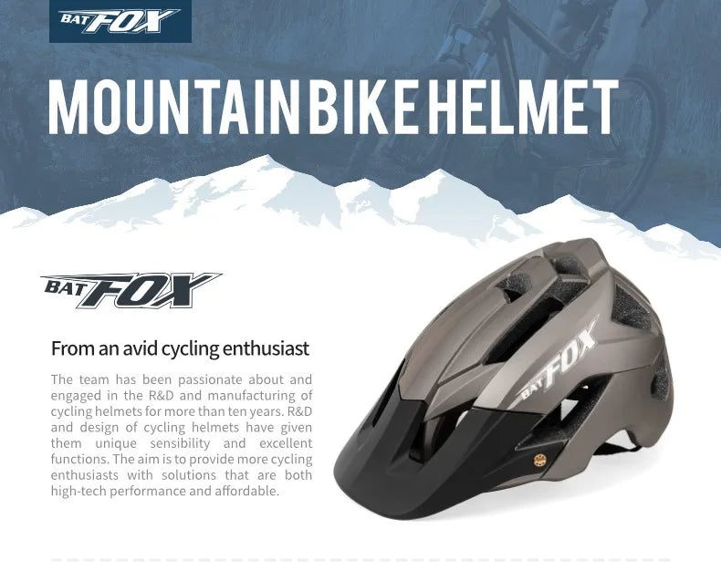 BATFOX Ultralight Bike Helmet – Molded Mountain & Road Helmet for Men, DH AM Cycling Equipment, Casco Ciclismo Bicicleta