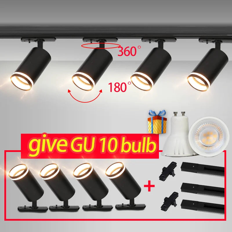 LED Track Light System – 85-265V COB Ceiling Lamp Set with Rails & Spots for Clothing Shops, Living Rooms & Stores