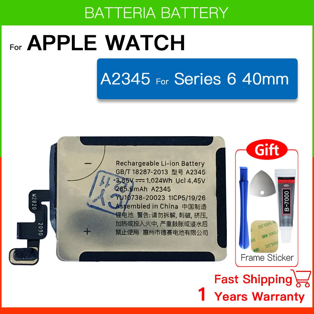 New Genuine Replacement Battery for Apple Watch Series SE 4/5/6 – 40mm/44mm, Includes Free Tools