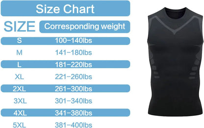 Ionic Shaping Vest for Men – Ice-Silk Slimming Body Shaper, Compression Tank Top & Tummy Control Sleeveless Fitness Shirt