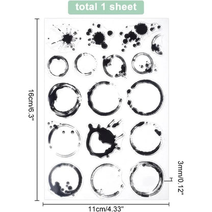 Tea and Coffee Stains Clear Stamp Sheet - Transparent Silicone Background Spill Stamp for Scrapbook and Card Making (1 Sheet, 4.3 x 6.3 Inch)