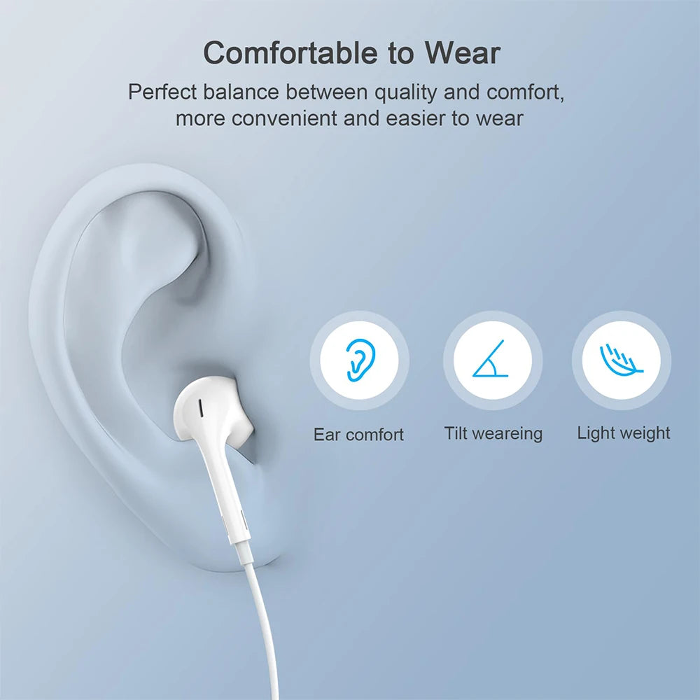 Original Wired Earphones – Compatible with iPhone 12-17, Samsung, Lightning, USB-C & 3.5mm Devices