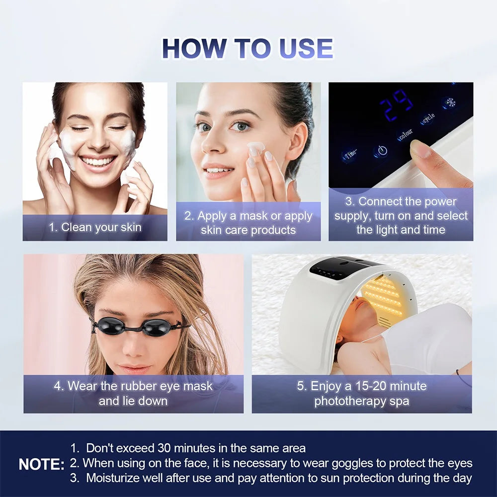 Foreverlily LED Face Mask PDT Machine – 7 Colors Light Photon Skin Rejuvenation, Facial & Body Beauty Spa with Nano Spray Mist