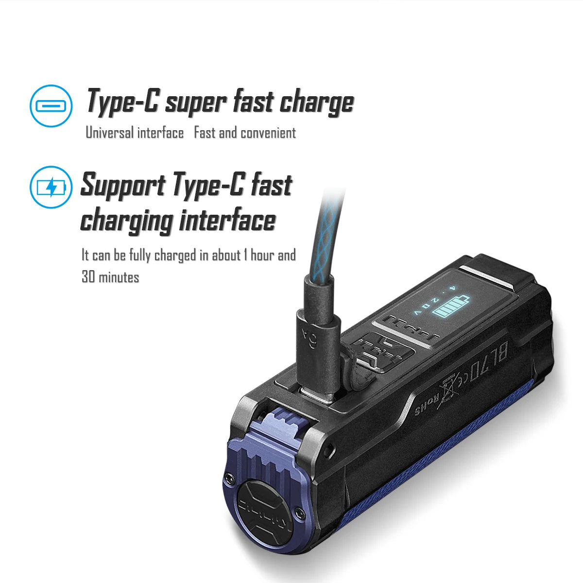 IMALENT BL70 EDC Flashlight – 6000 Lumens Cree XHP70 HI LED, Type-C Rechargeable Dual Light Source for Camping & Work