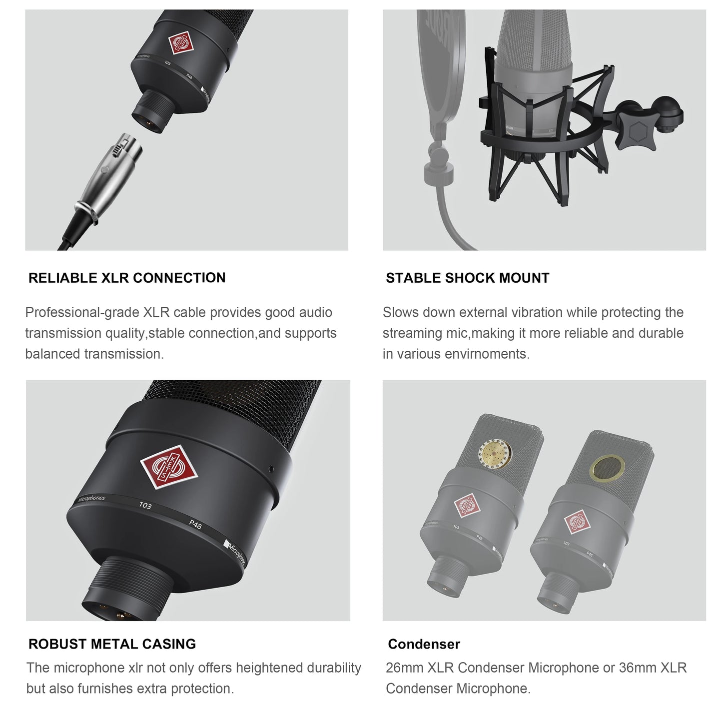TLM 103 XLR Condenser Microphone – Professional Cardioid Studio Mic for Podcasting, Voice Over, Streaming & Home Recording