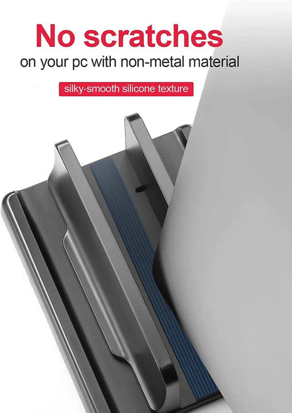 Adjustable Vertical Laptop Stand | Dual-Slot ABS Plastic Design | Space-Saving for MacBook, Chromebook, Surface, iPad
