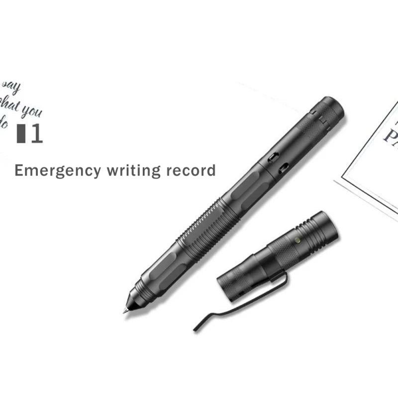 Multifunctional Tactical Ballpoint Pen — 100LM Flashlight, Self-Defense Tool, Window Breaker & EDC Outdoor Survival Pen