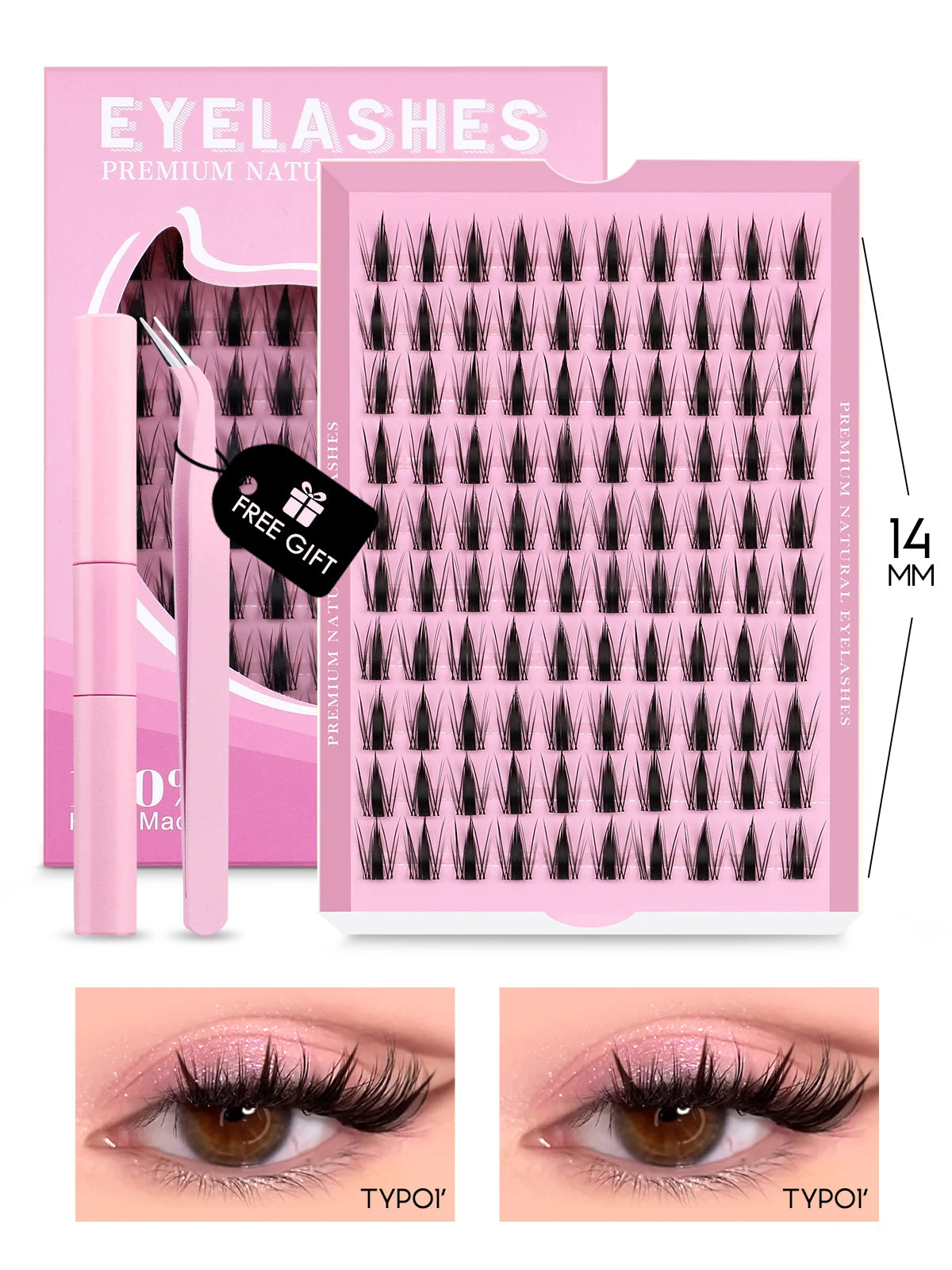 GROINNEYA Eyelash Clusters Kit – DIY Lash Extension with Bond & Seal, Waterproof Strong Hold & Tweezers