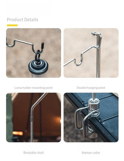 Portable Stainless Steel Light Pole Bracket — Outdoor IGT Table Supply and Desktop Mount Camping Table Accessory