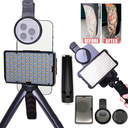120 LED Tattoo Photography Fill Light with 52mm CPL Circular Polarizing Filter for Cellphones