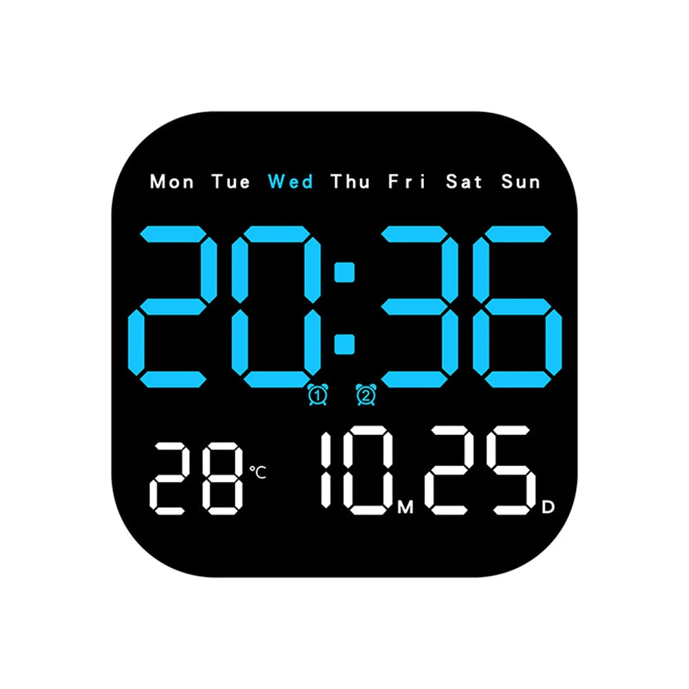 LED Wall Clock with Remote Control: Temperature Calendar Clock for Liv ...
