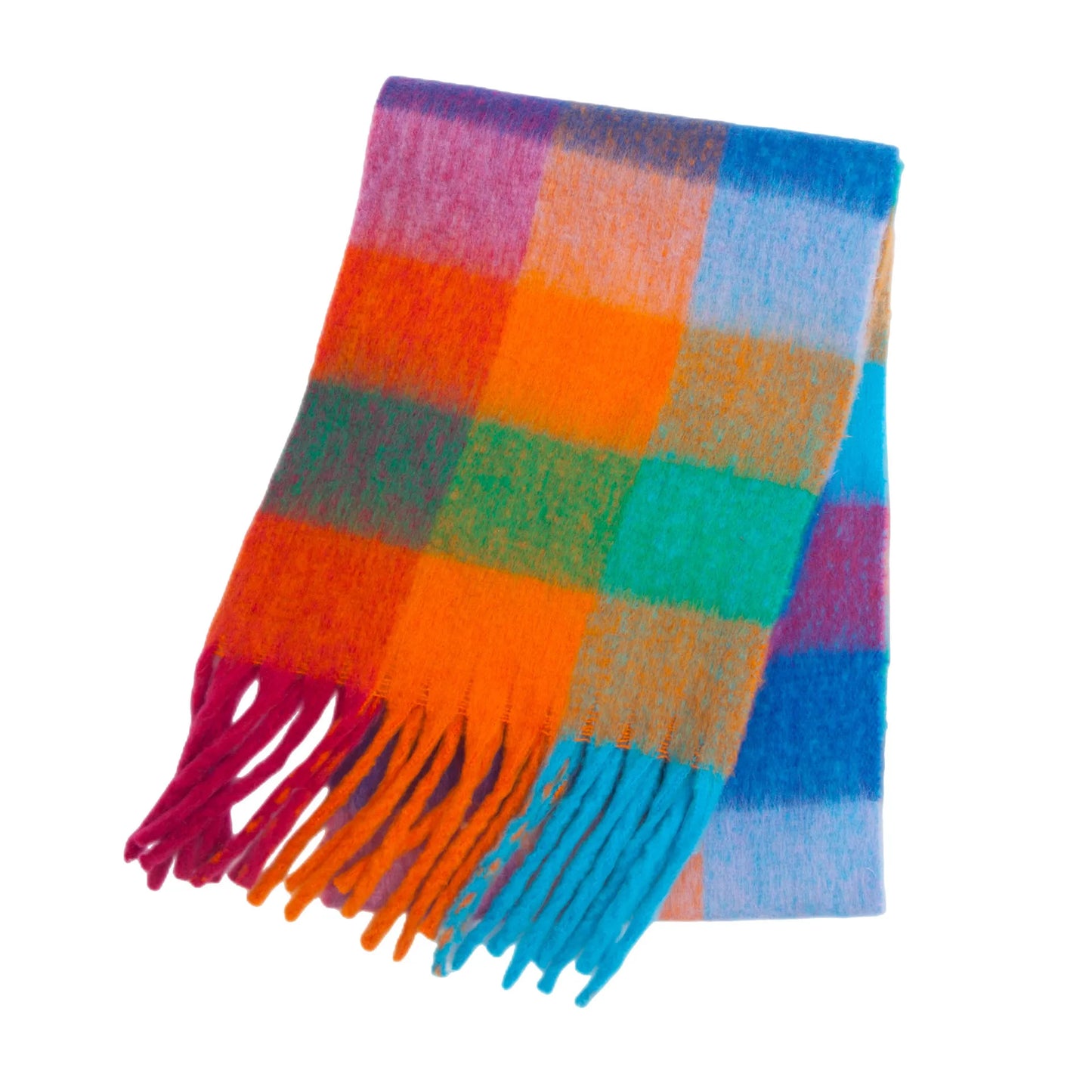2025 Women's Winter Thick Cashmere Scarf – Warm Pashmina Shawl with Rainbow Tassels & Wraps