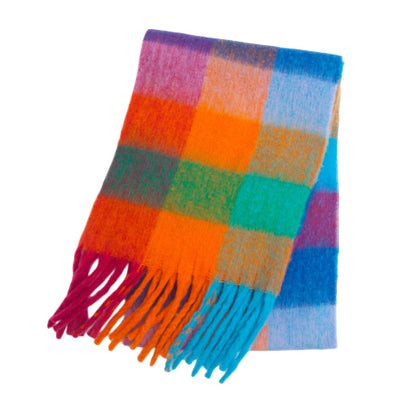 2025 Women's Winter Thick Cashmere Scarf – Warm Pashmina Shawl with Rainbow Tassels & Wraps