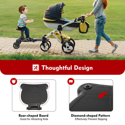 2-in-1 Universal Stroller Buggy Board with Detachable Seat – Pram Pedal Adapter for Kids, 25kg Load Capacity