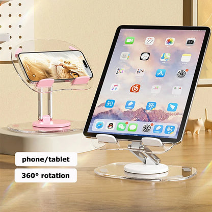 Portable Foldable Tablet Holder | Universal Plastic Phone Stand for iPhone, iPad, Xiaomi, Samsung | Transparent Support