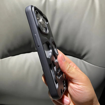 Cool Hollow Skull Ghostface Plating iPhone Case – Heat Dissipation Slim Cover for iPhone 14-17 Pro Max