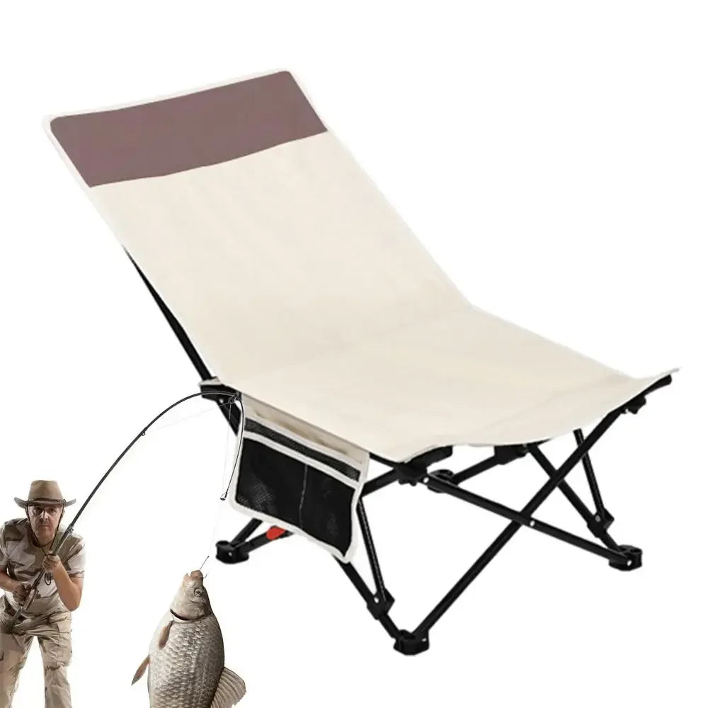 Camping Folding Moon Chair – Portable Ultra-Light Outdoor Chair with Side Pocket for Fishing & Travel