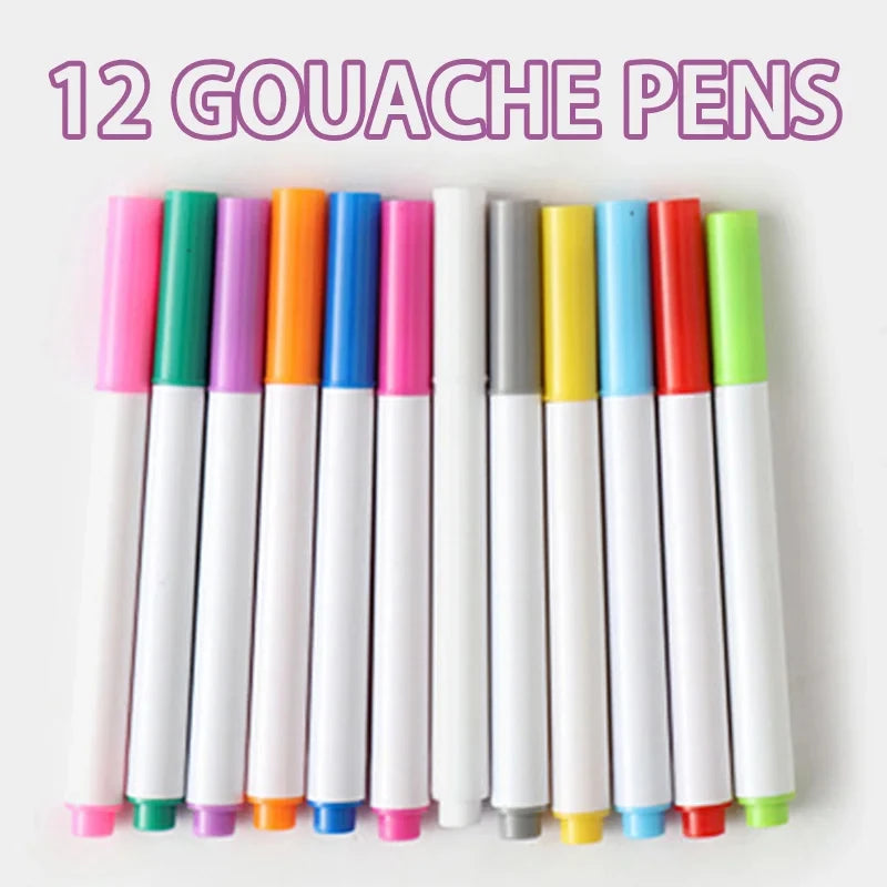 Erasable Doodle Book for Kids – Reusable Drawing Pad with 12 Watercolor Pens, Preschool Painting & Writing Set