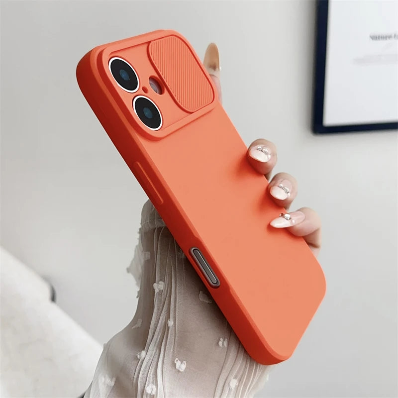 iPhone Slide Camera Lens Protector – Soft Silicone Shockproof Bumper Case for iPhone 7-16