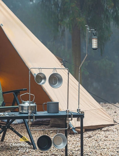 Portable Stainless Steel Light Pole Bracket — Outdoor IGT Table Supply and Desktop Mount Camping Table Accessory