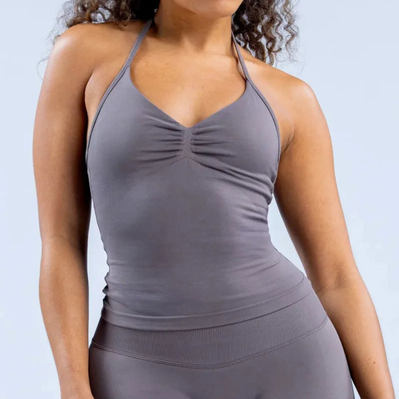 NCLAGEN Impact Longline Strappy Sports Top – Women's Yoga Vest, Open Back Gym Bra for Running & Workout