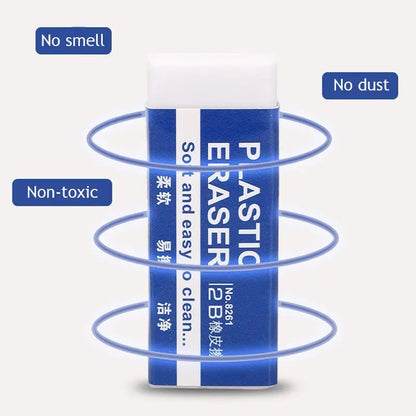 10Pcs 2B White PVC Eraser: Clean & Mess-Free Soft Eraser for Students, Exams, and Sketching