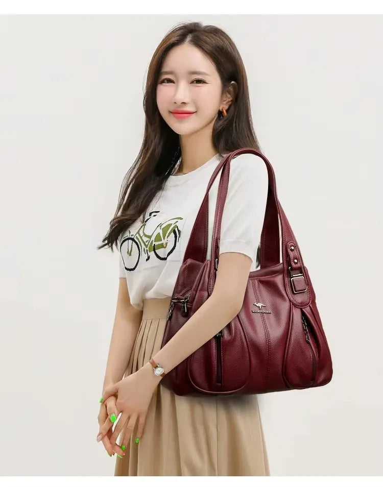 Luxury Women’s Leather Handbag – Large Capacity Shoulder & Crossbody Designer Bag