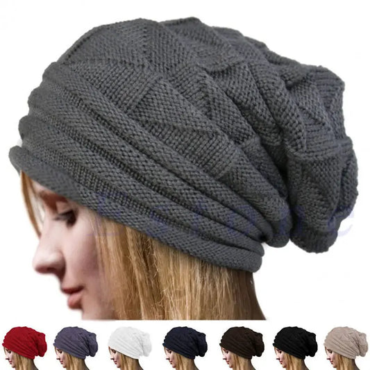 Knitted Baggy Beanie - Oversized Winter Hat, Slouchy Ski Cap for Men and Women, Warm Wool Skullies Beanies, Unisex