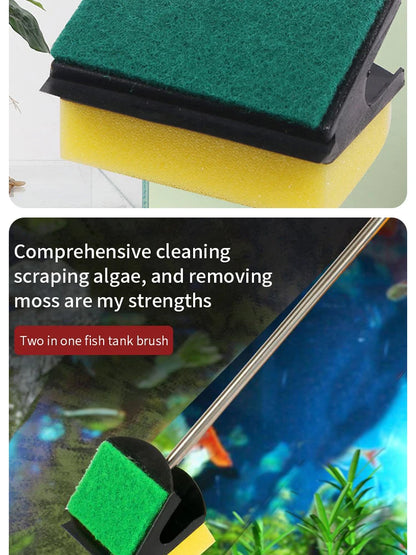 Fish Tank Long Handle Brush – Double-Sided Cleaning Brush for Aquariums, Aquarium Cleaning Tools
