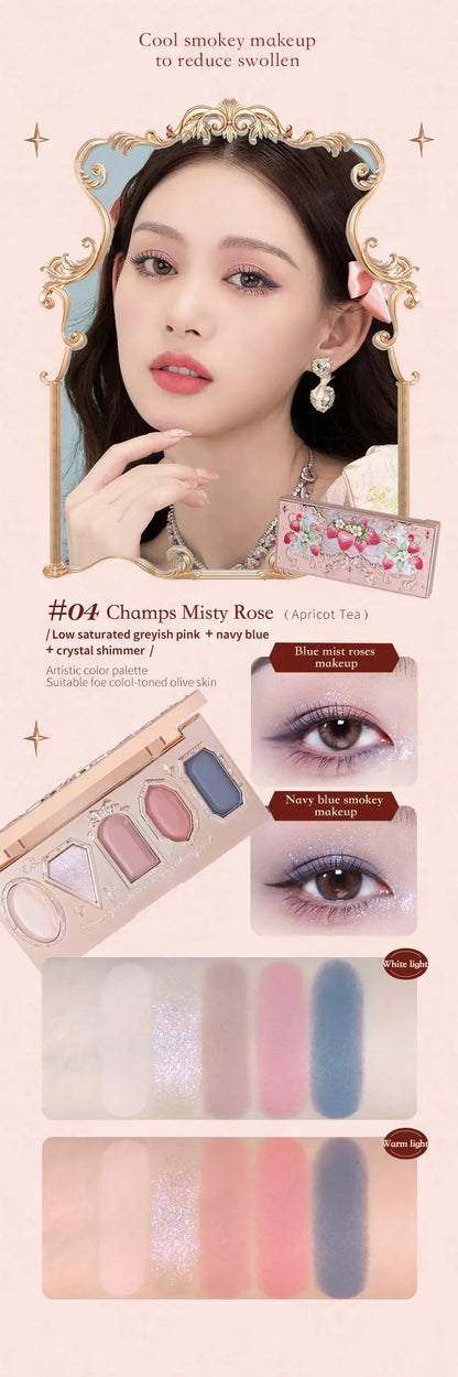 Flower Knows Moonlight Mermaid Eyeshadow Palette – 5-Color Matte, Shimmer & Glitter Waterproof Eye Shadow