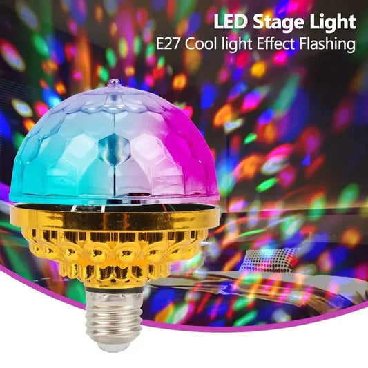 E27 Colorful Rotating Magic Ball LED Stage Light - Small DJ Disco Lamp Bulb for Ambient Lighting
