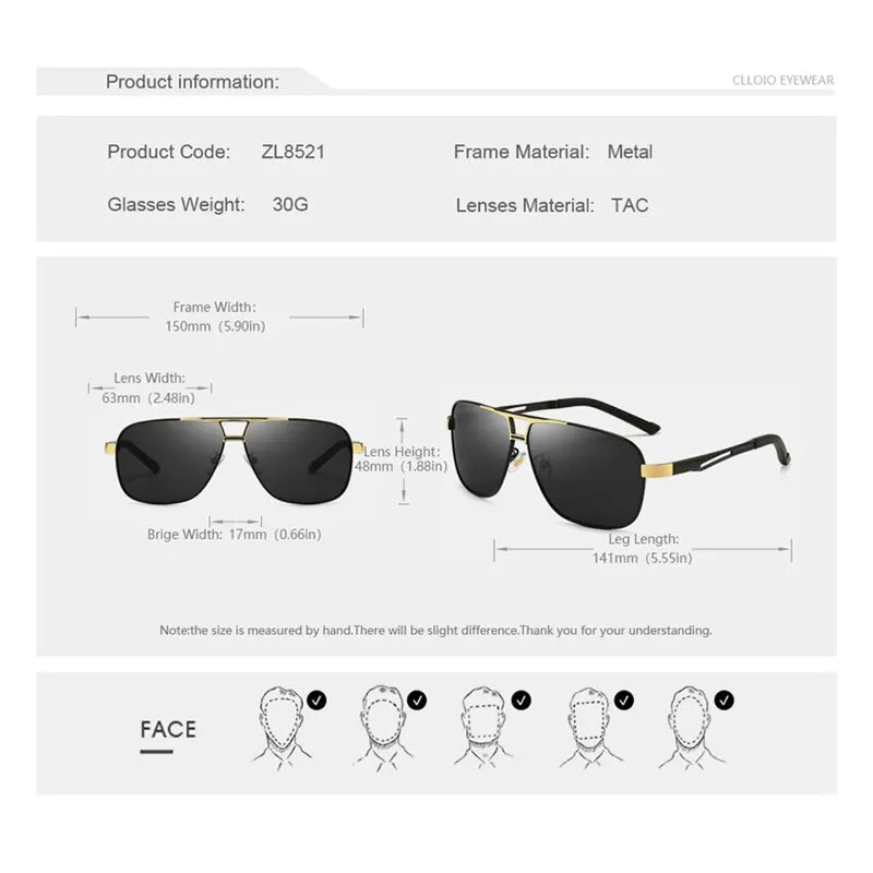 New Square Photochromic Polarized Sunglasses: Men's Color Changing Sun Glasses Chameleon Anti-Glare Driving Oculos De Sol
