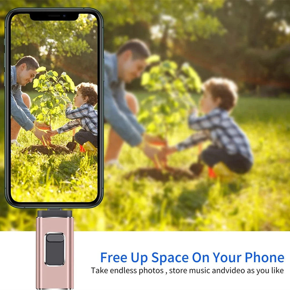 iPhone USB Flash Drive – 3-in-1 USB 3.0 Pen Drive 32GB to 2TB, MFi Certified Memory Stick