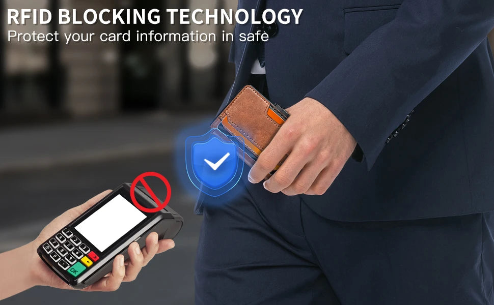 RFID Blocking Men’s Slim Pop-up Wallet – Minimalist Bifold Credit Card Holder