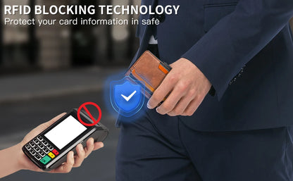 RFID Blocking Men’s Slim Pop-up Wallet – Minimalist Bifold Credit Card Holder