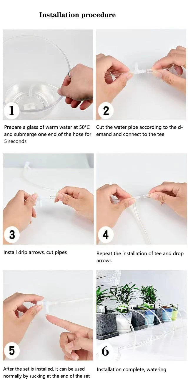 Garden Drip Irrigation Kit — Water-Saving Micro Dripper System with Regulating Valve and 4/7mm Hose for Potted Plants and Greenhouse