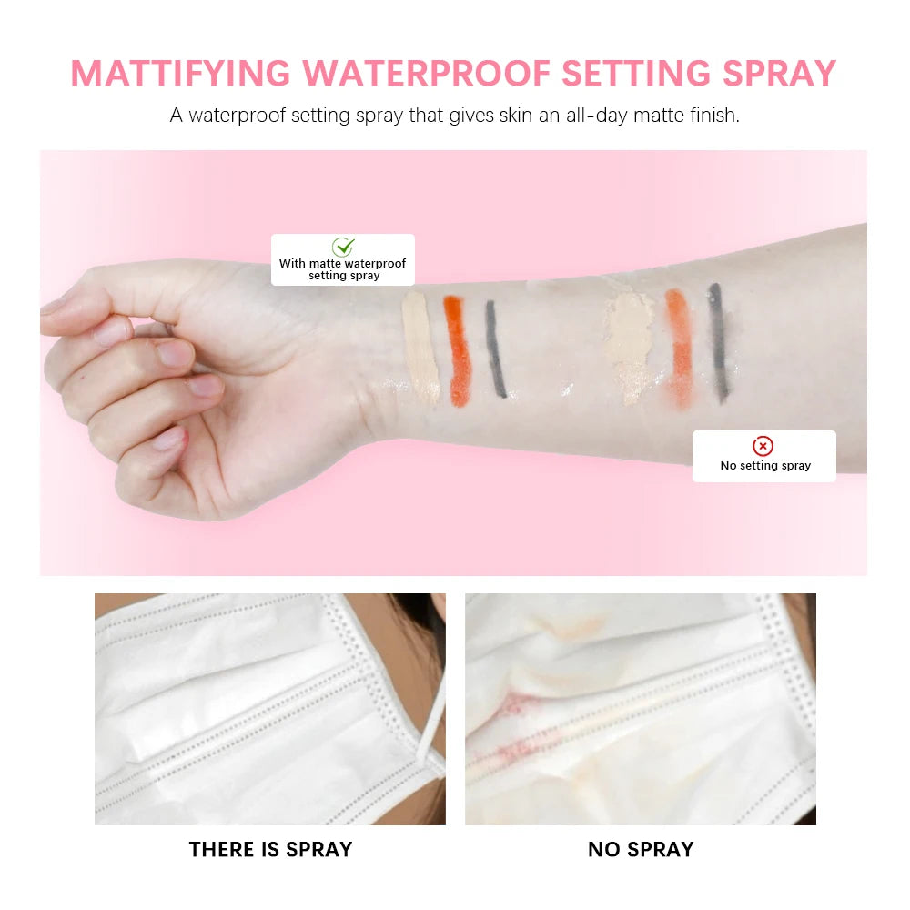 Mattifying Waterproof Setting Spray – Glossy to Matte Base Makeup Oil Control, Non-Sticky Make-Up Fixer for All Skin Types