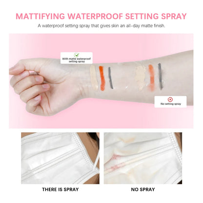 Mattifying Waterproof Setting Spray – Glossy to Matte Base Makeup Oil Control, Non-Sticky Make-Up Fixer for All Skin Types