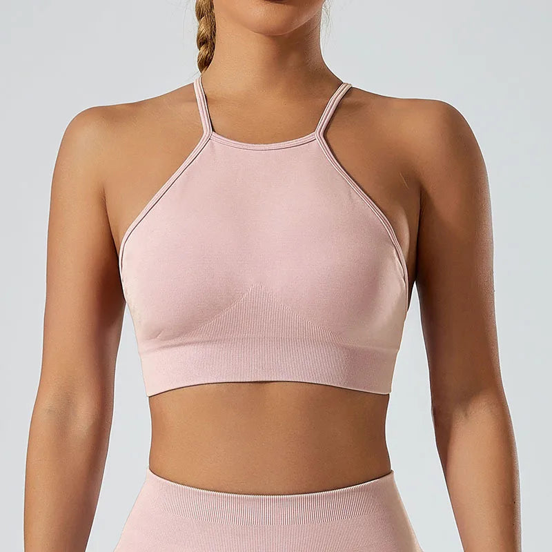 Women’s Shockproof Fitness Sports Bra – Push-Up Crop Top for Gym, Yoga & Workout