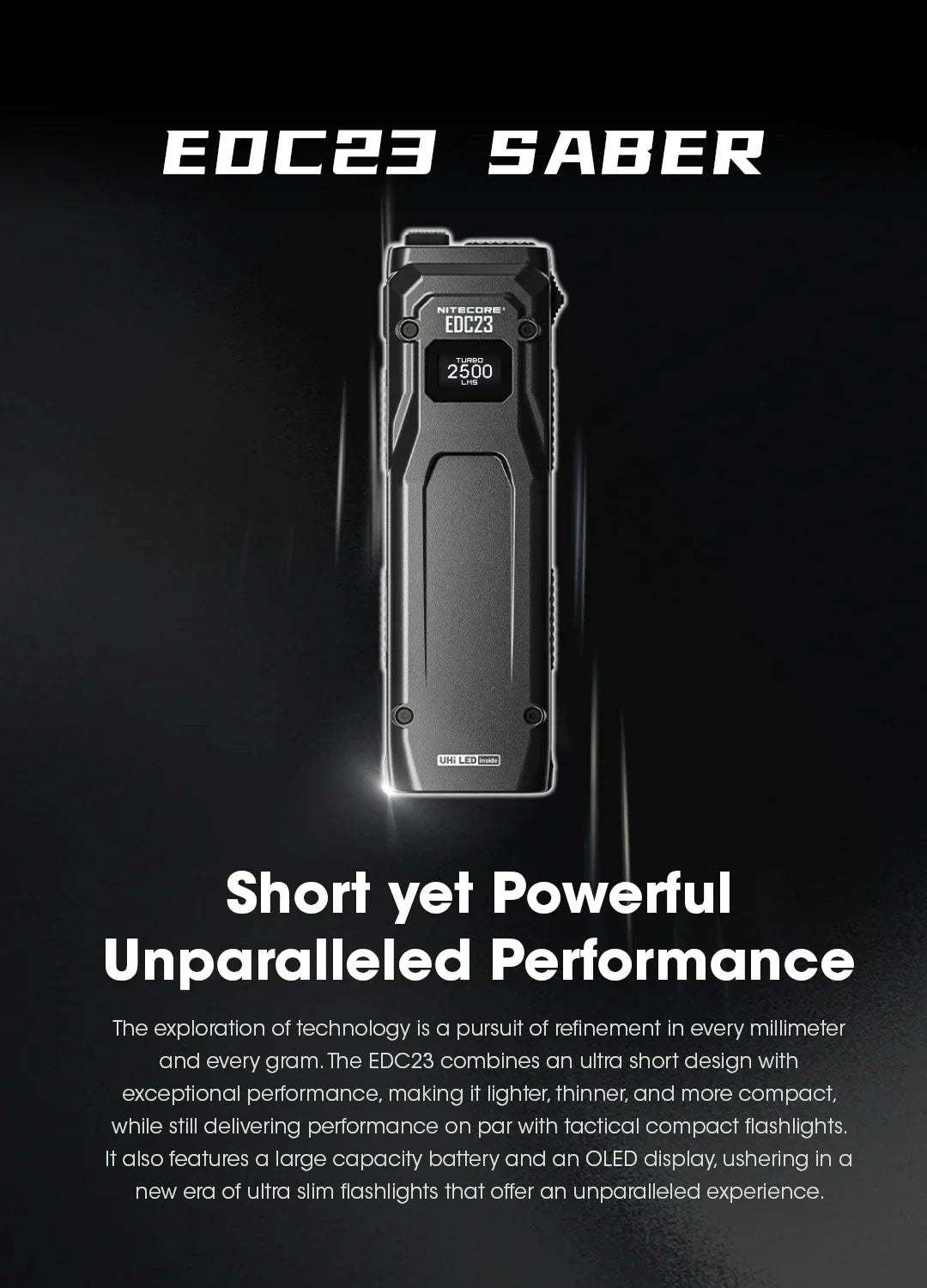 NITECORE EDC23 Tactical Flashlight – 2500LM Portable Emergency Work Light for Camping, Climbing & Outdoor Search