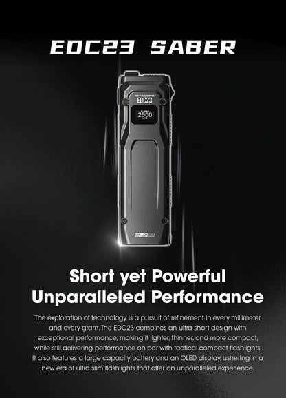 NITECORE EDC23 Tactical Flashlight – 2500LM Portable Emergency Work Light for Camping, Climbing & Outdoor Search