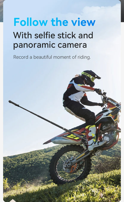 TELESIN Motorcycle Bike Monopod, Panoramic Handlebar Mount, Invisible Selfie Stick Bracket for GoPro Hero, DJI, Insta360